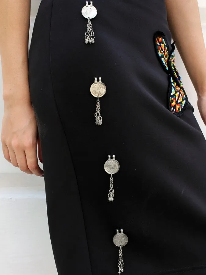 Siya Coin Embellished Pencil Skirt