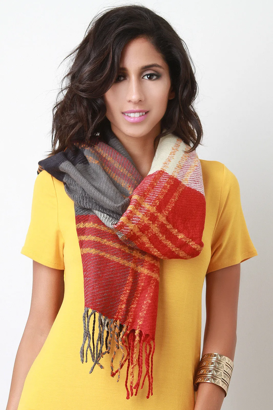 Sport Plaid Knit Scarf