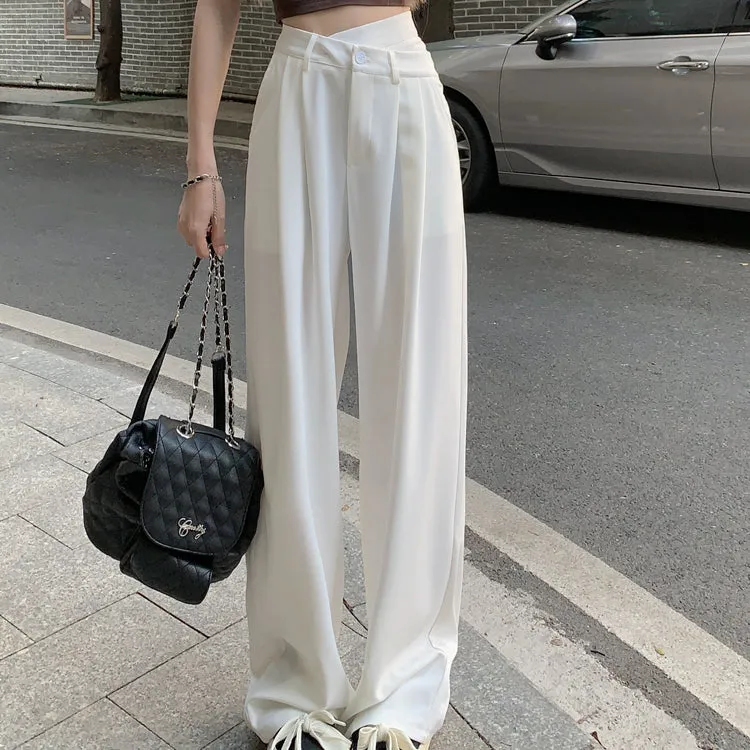 Straight Length Pants High Waist Wide Leg Suit Pants