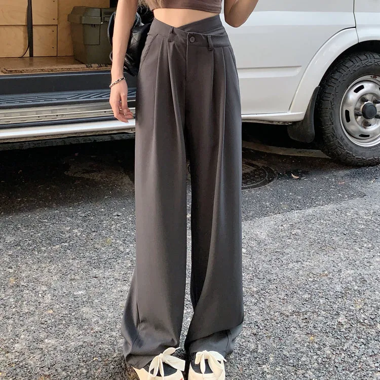 Straight Length Pants High Waist Wide Leg Suit Pants