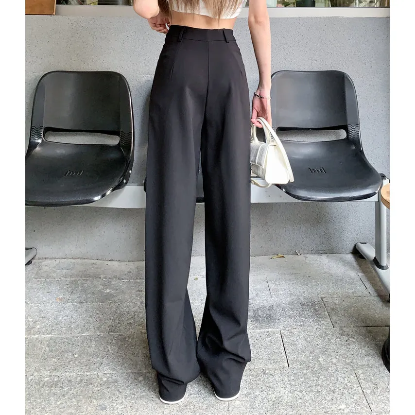 Straight Length Pants High Waist Wide Leg Suit Pants