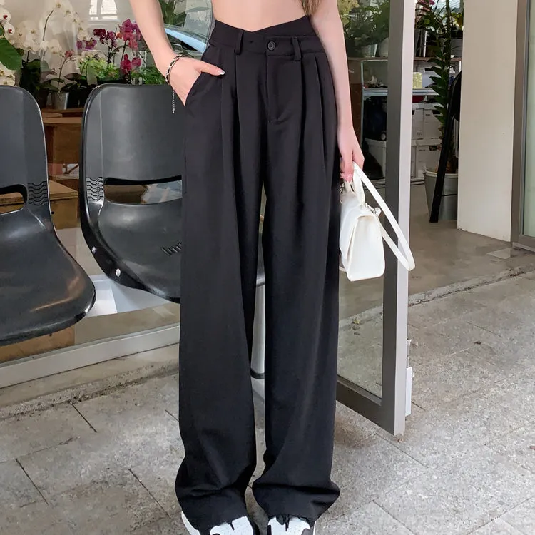 Straight Length Pants High Waist Wide Leg Suit Pants