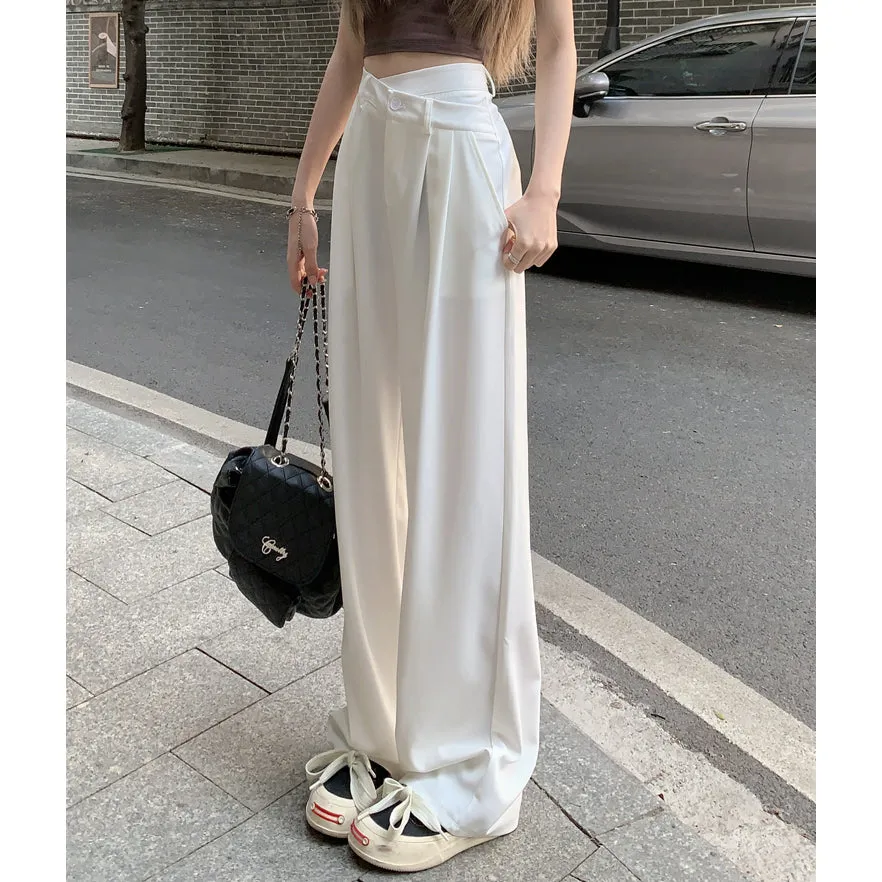 Straight Length Pants High Waist Wide Leg Suit Pants