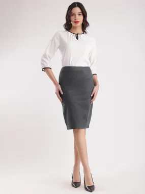 Stretchable Pencil Skirt - Grey