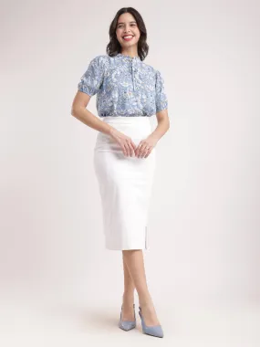 Stretchable Pencil Skirt - White