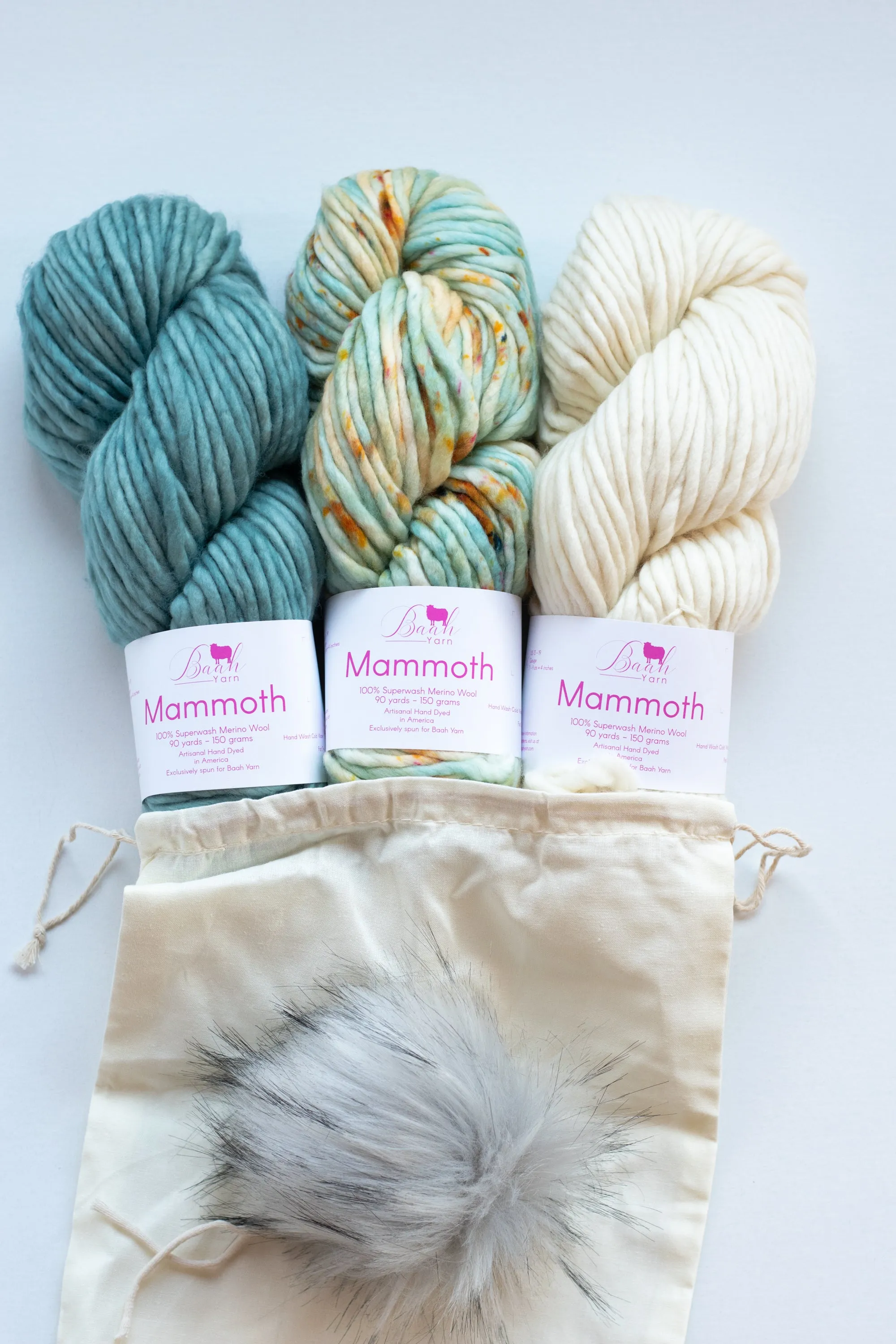 Sunrise Pattern Knitting Kit with Baah Yarn Mammoth, Super Bulky Yarn Knitting Kit