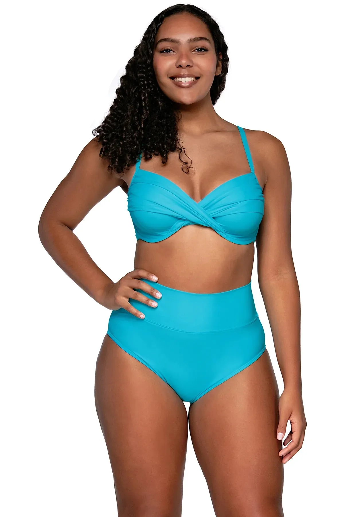 Sunsets Hannah High Waist Swim Bottom - Blue Bliss