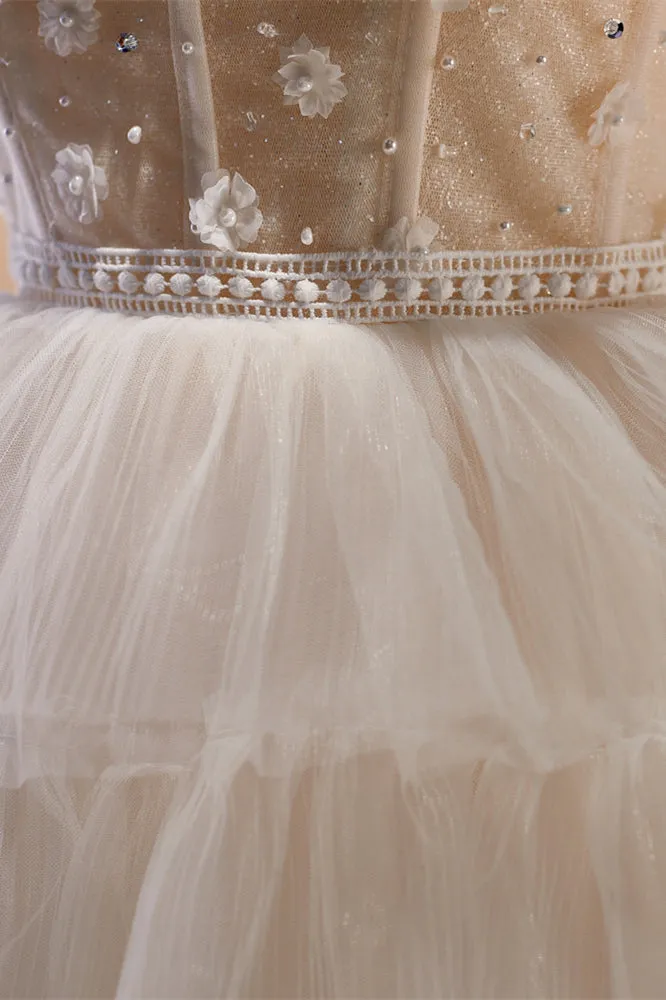 Sweetheart Ivory Tulle Ruffled Short Princess Dress