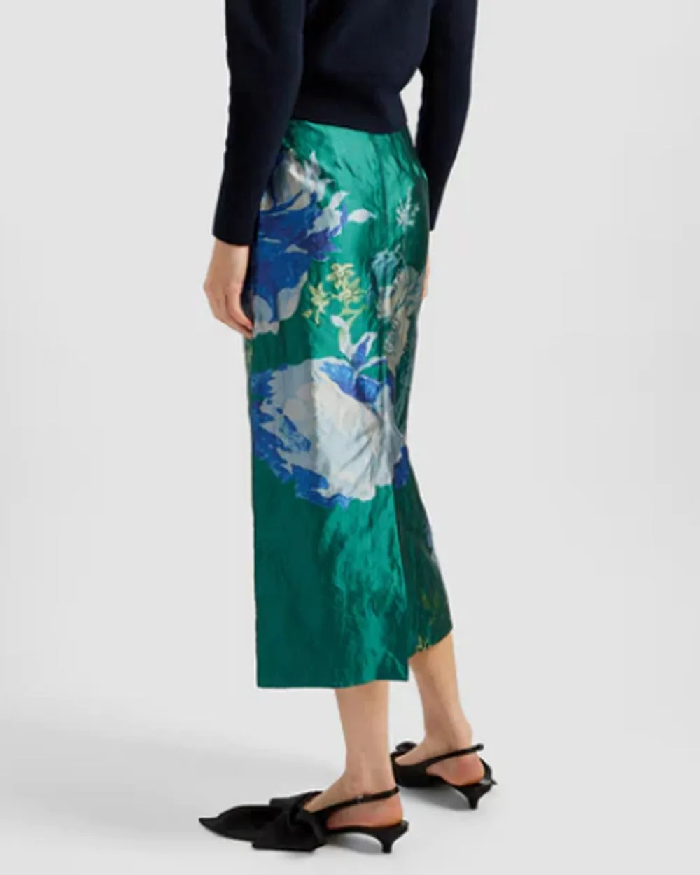 Teal Midi Pencil Skirt