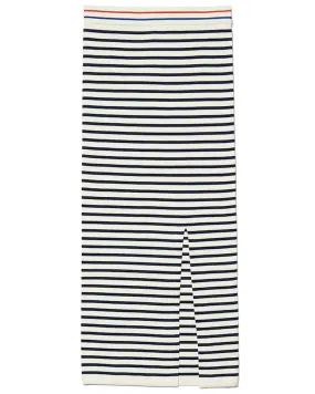 The Dee Tube Skirt in Cream and Navy Stripe