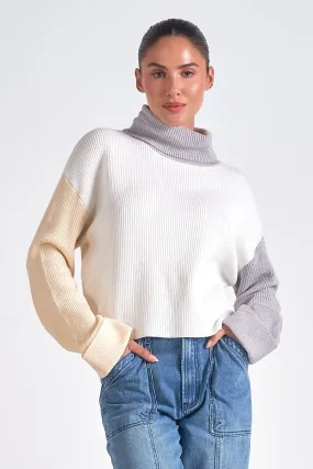 Tri Colorblock Turtleneck Sweater