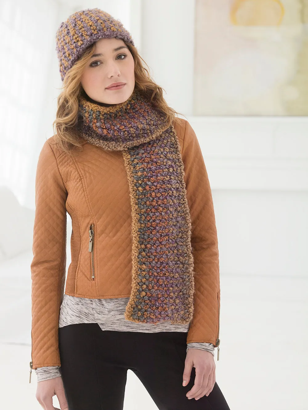 Tweedy Slip Stitch Hat And Scarf (Knit)