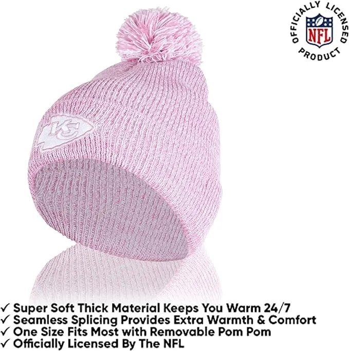 Ultra Game Adults Unisex NFL Official Super Soft Winter Beanie Knit Hat with Extra Warm Touch Screen Gloves|Kansas City Chiefs