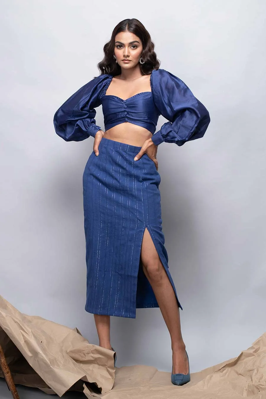 VERONICA - Blue Top & Skirt Co-Ord Set