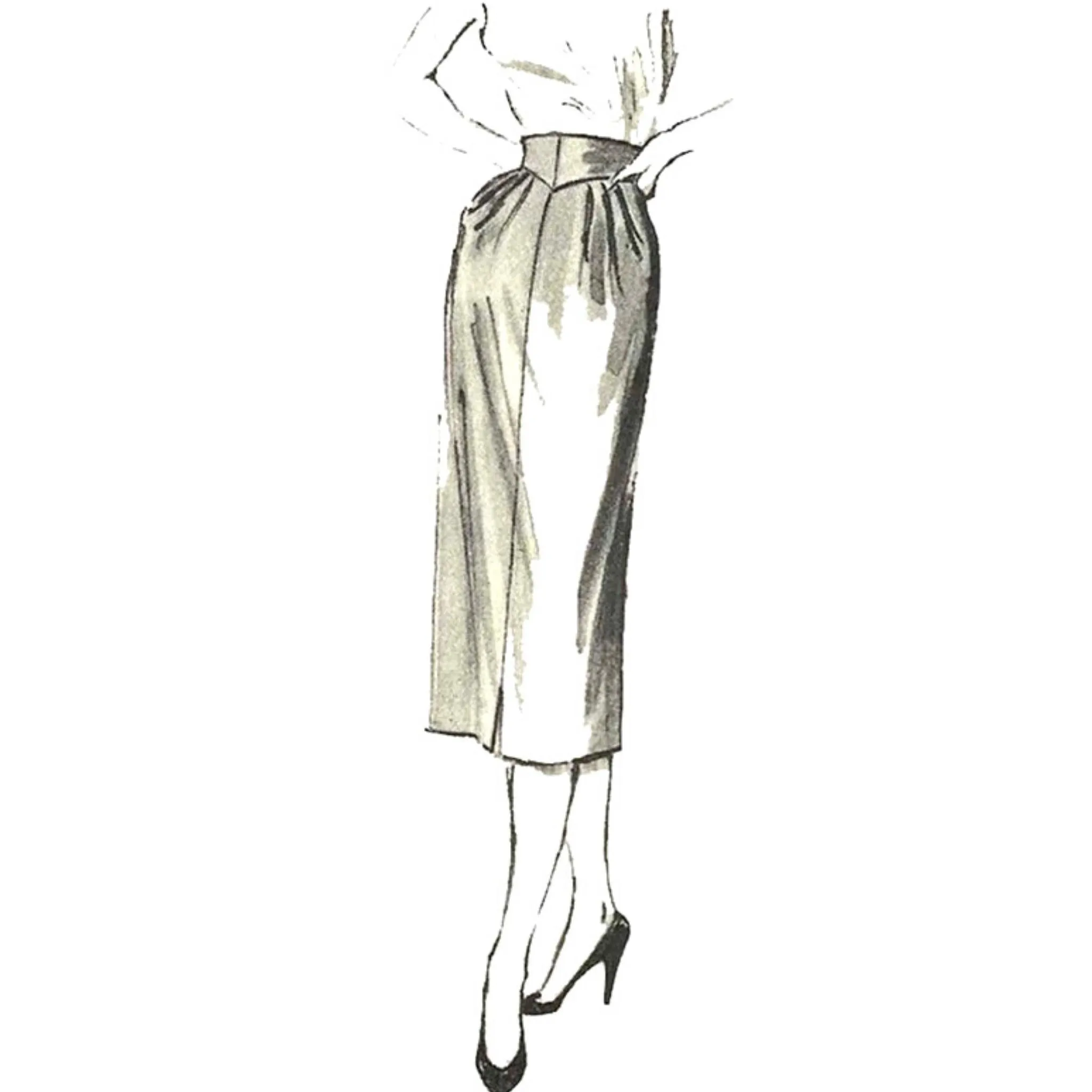 Vintage 1950s Pattern, Wiggle, Slim, Pencil Skirt - Waist 28" (71.1cm)