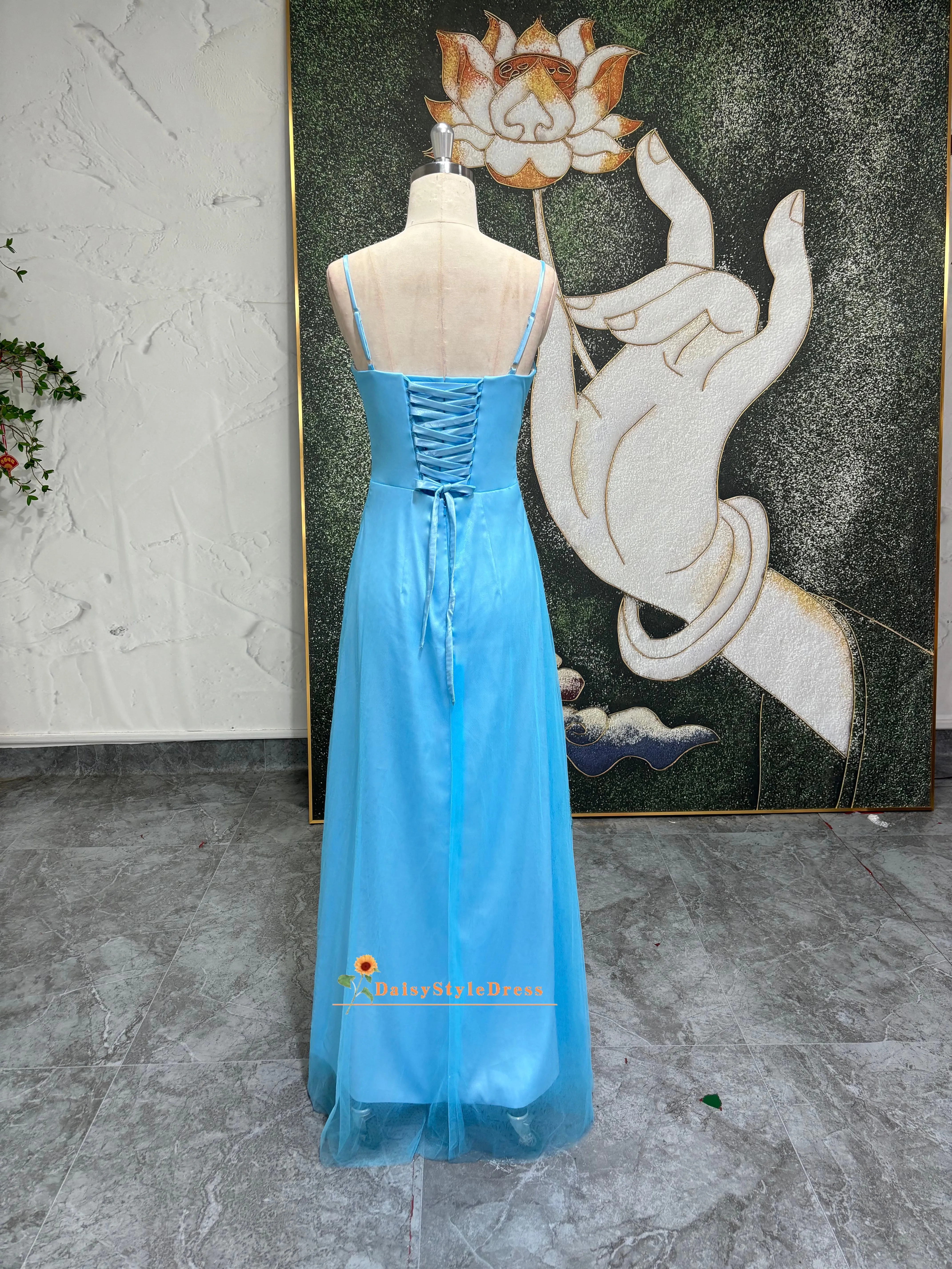 Vintage 90S Beaded Blue Prom Dress