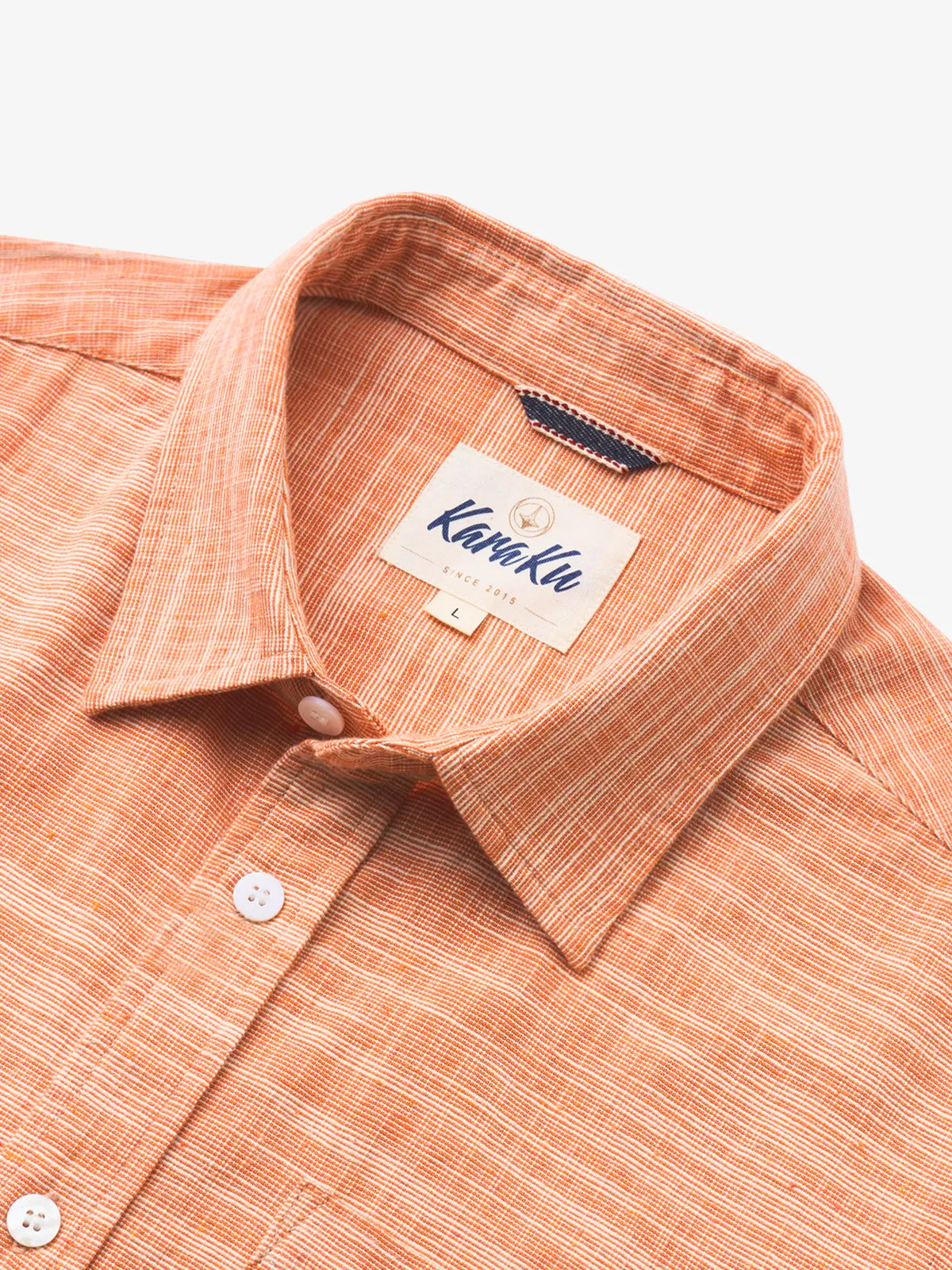 Vintage-Inspired Casual Orange Cotton Linen Shirt