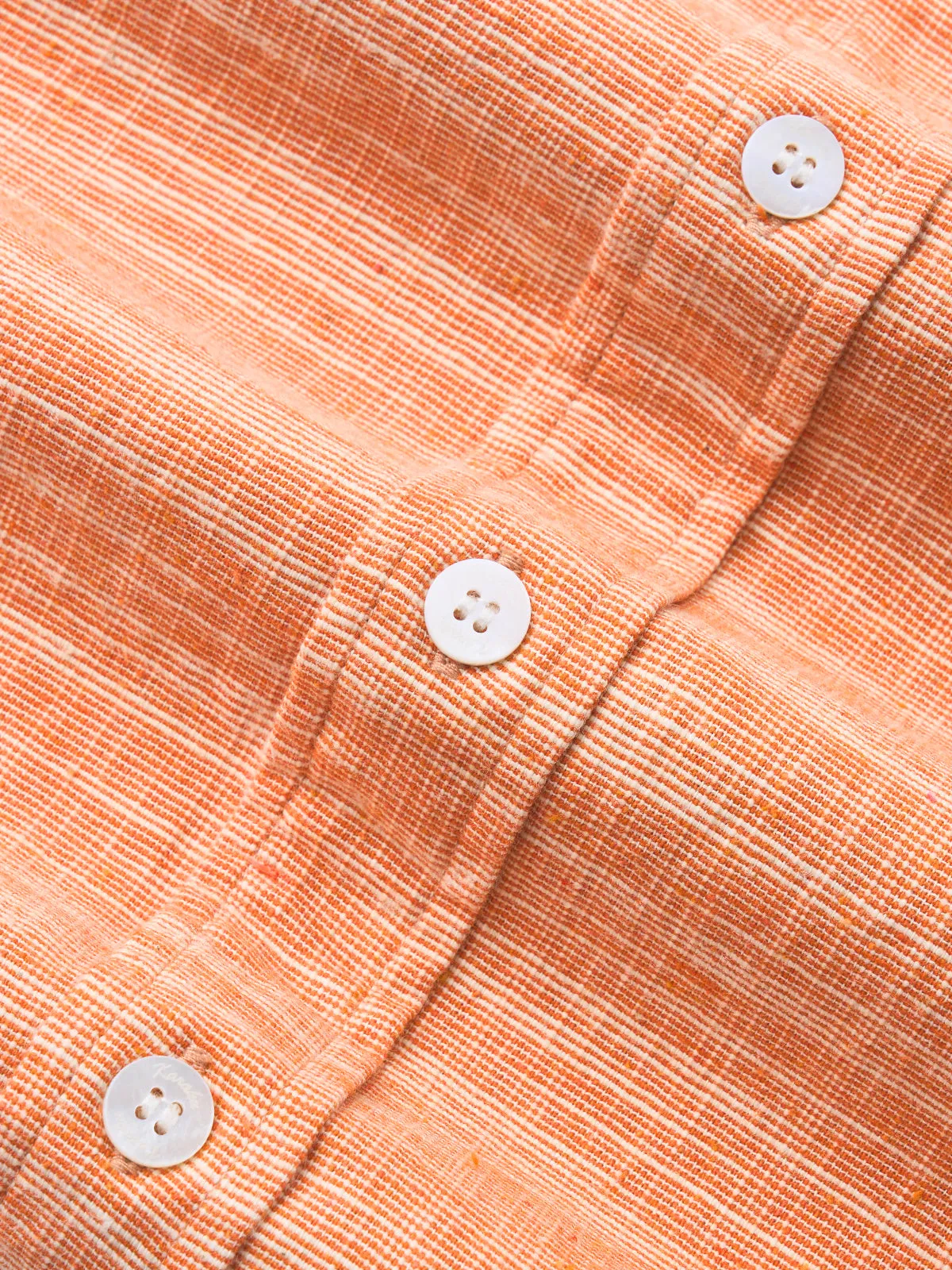 Vintage-Inspired Casual Orange Cotton Linen Shirt