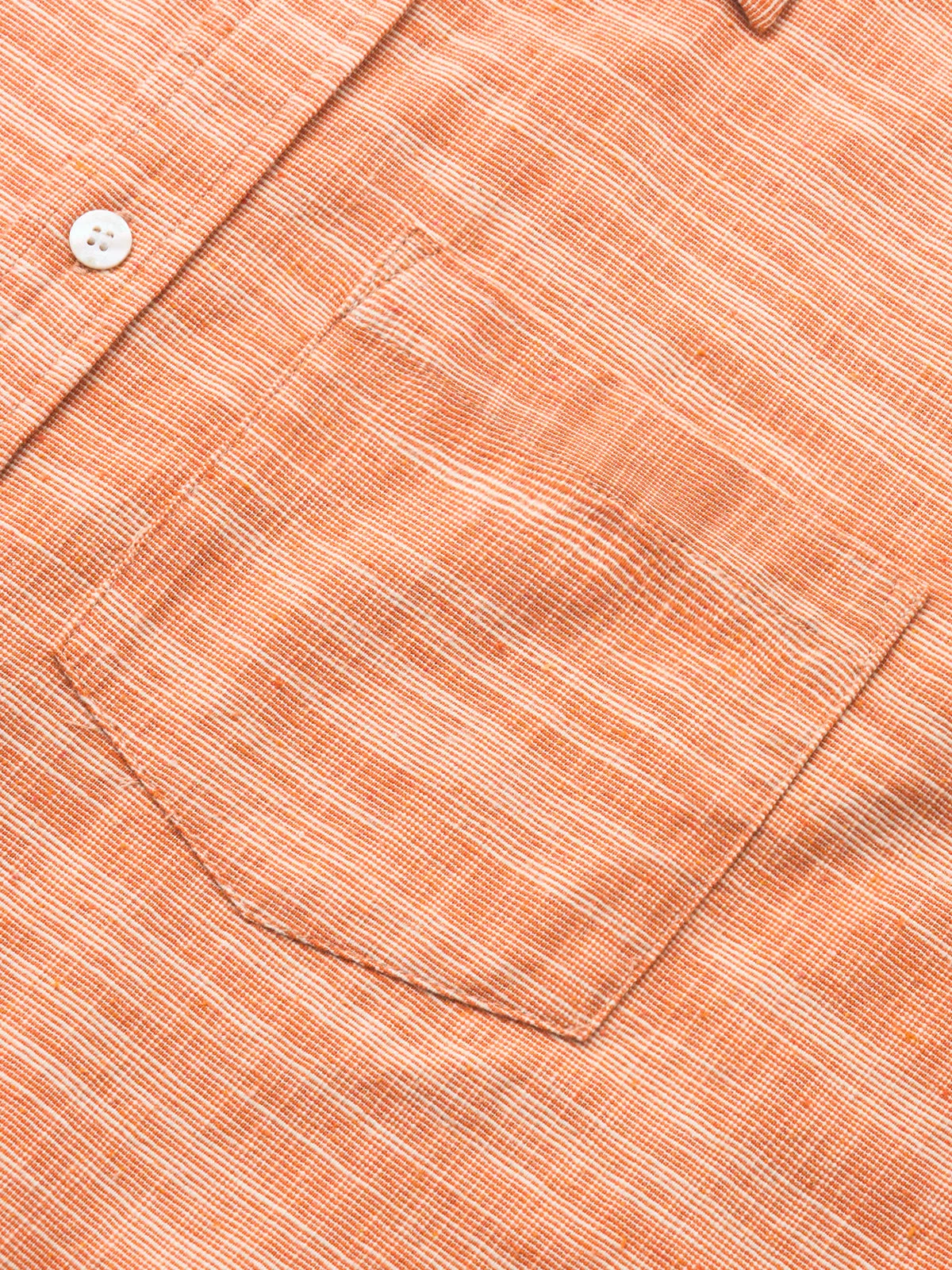 Vintage-Inspired Casual Orange Cotton Linen Shirt