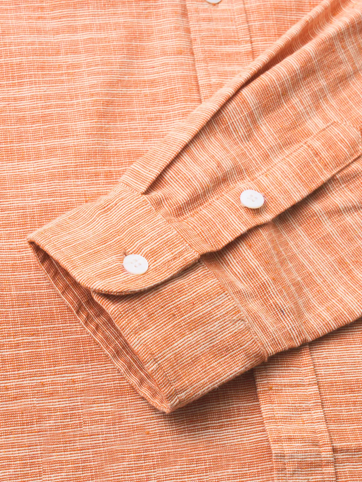 Vintage-Inspired Casual Orange Cotton Linen Shirt