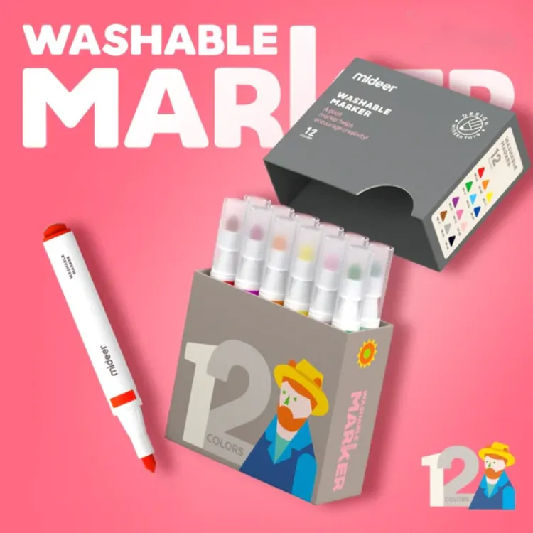 Washable Markers Small Tip 12 Colours