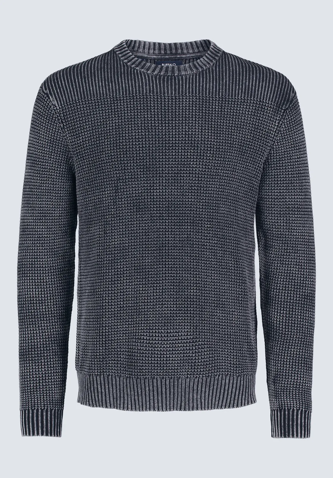 Washy Men's Textured Knit Crewneck Sweater, Grey - BM24451