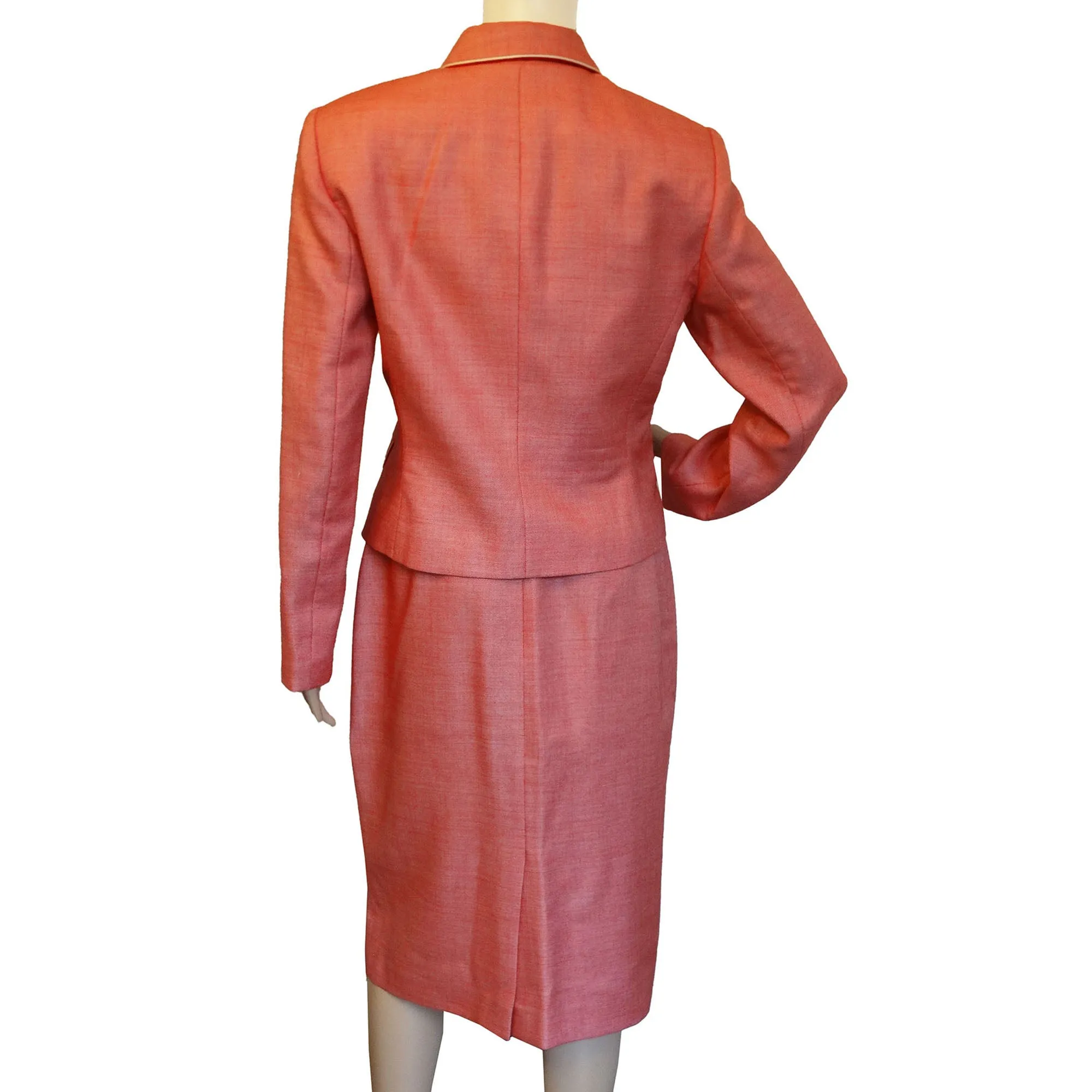 Women's Mid-Century Albert Nipon Red Wool Blend Skirt Suit for Women - Size 6