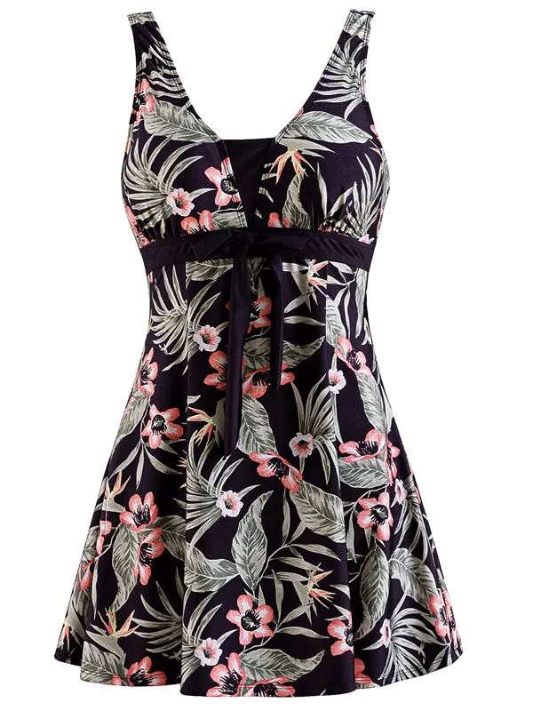 Women's Push Up One Piece Swimsuit Floral Slimming Swimdress