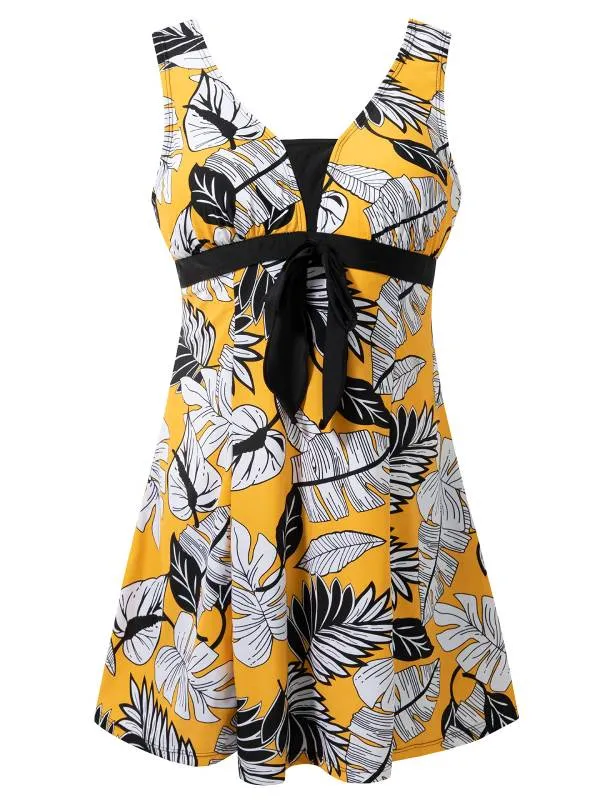 Women's Push Up One Piece Swimsuit Floral Slimming Swimdress