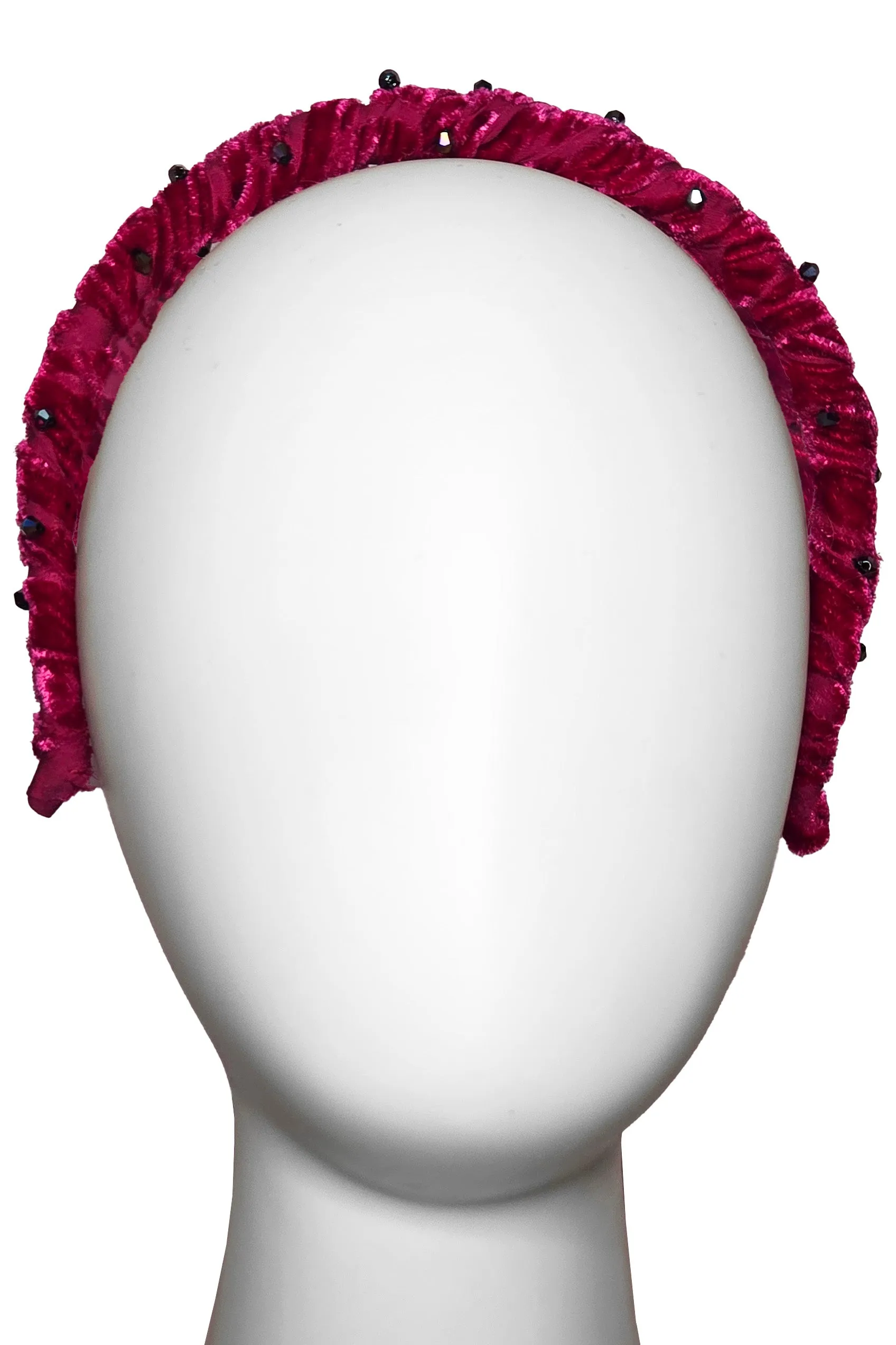 Wrapped Velvet Headband - Magenta & Black