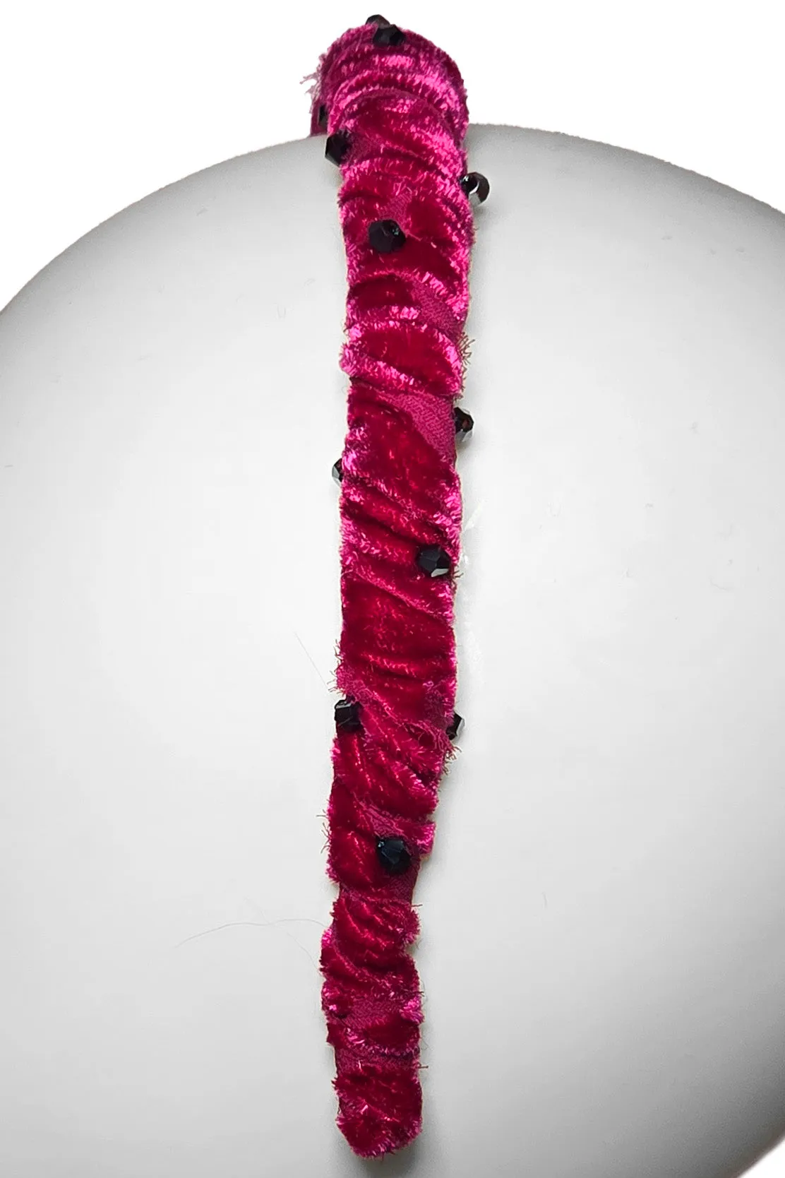 Wrapped Velvet Headband - Magenta & Black