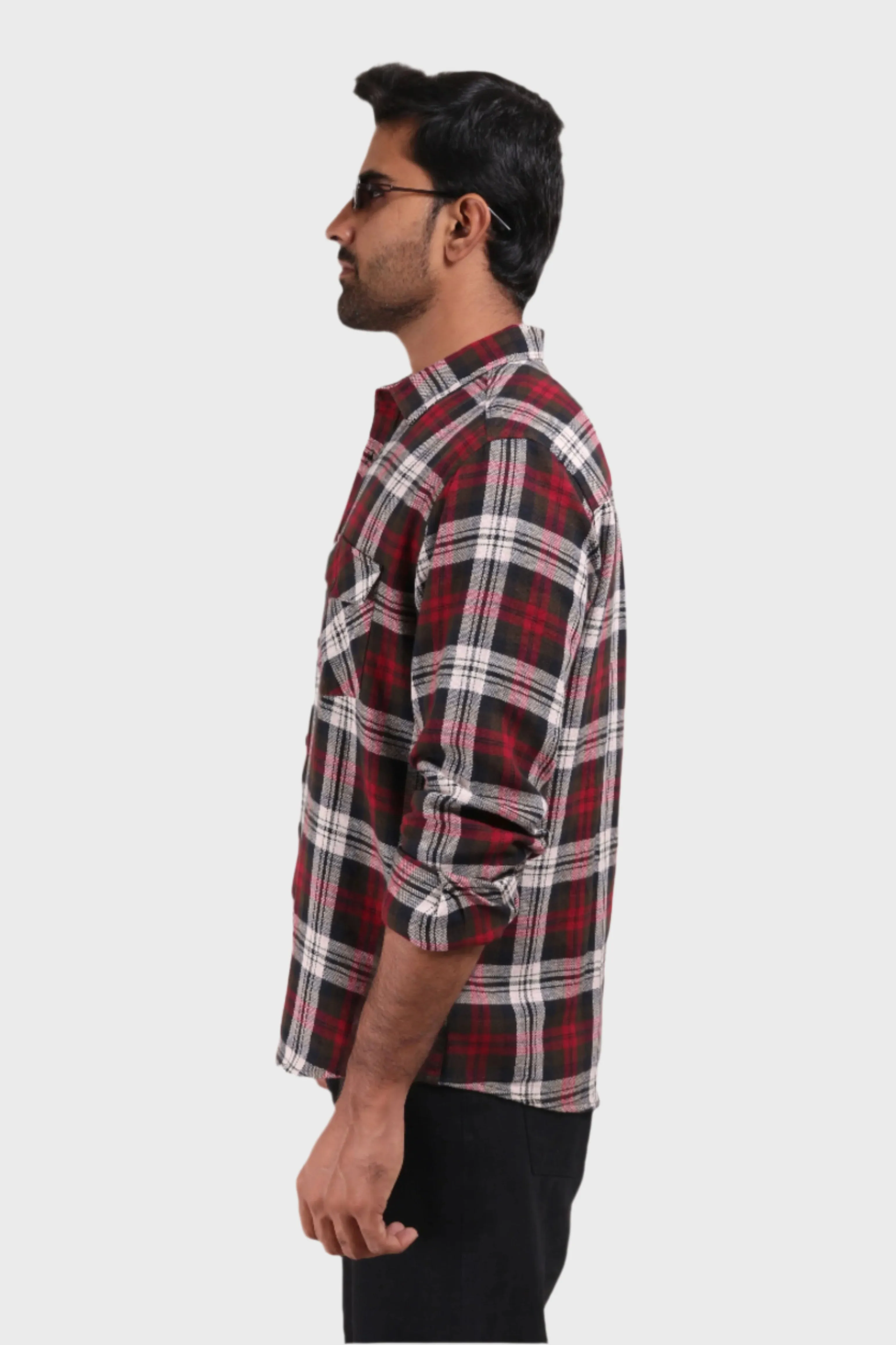 XKIND RED CHECKS REGULAR FIT SHIRT