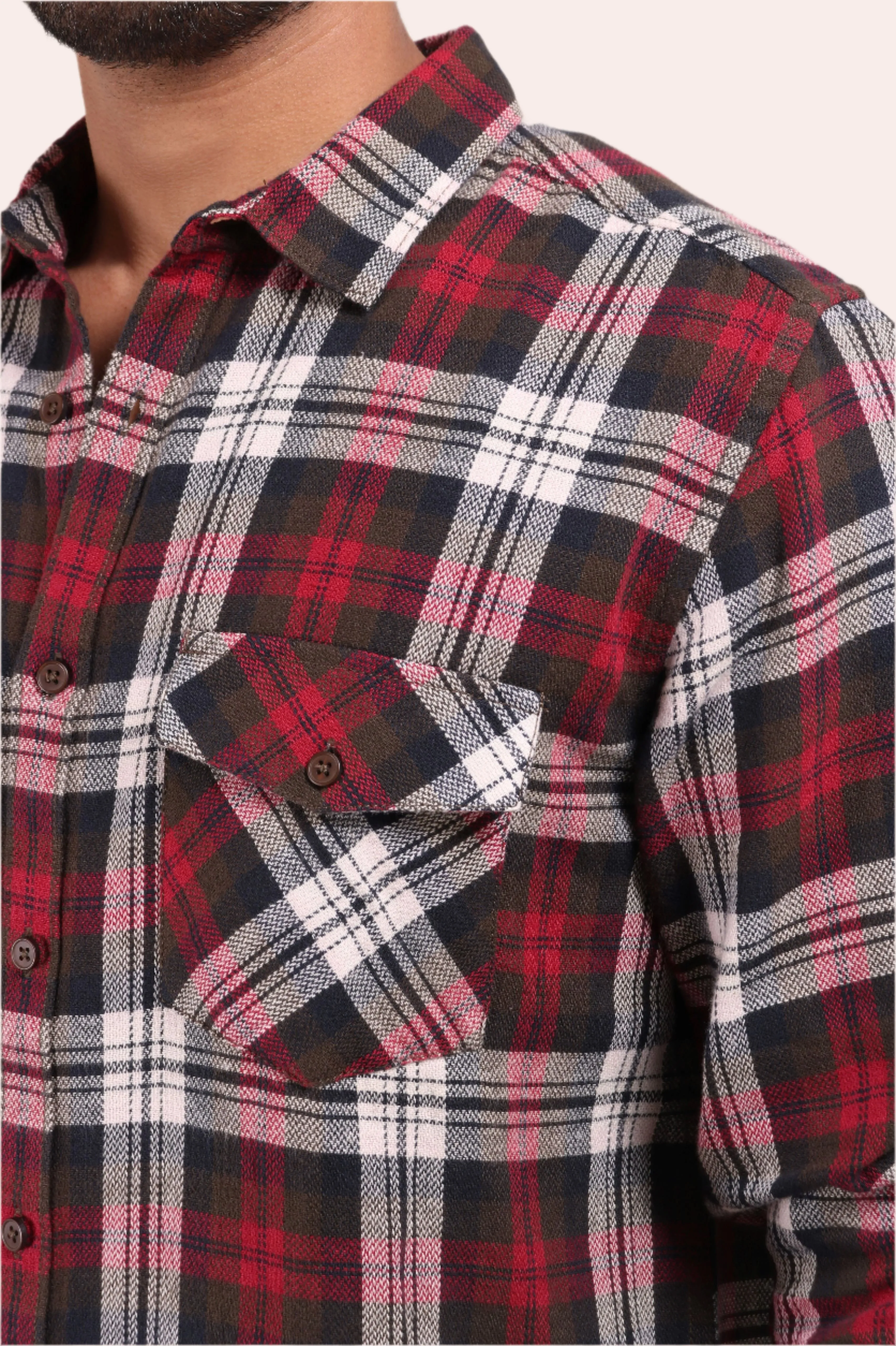 XKIND RED CHECKS REGULAR FIT SHIRT