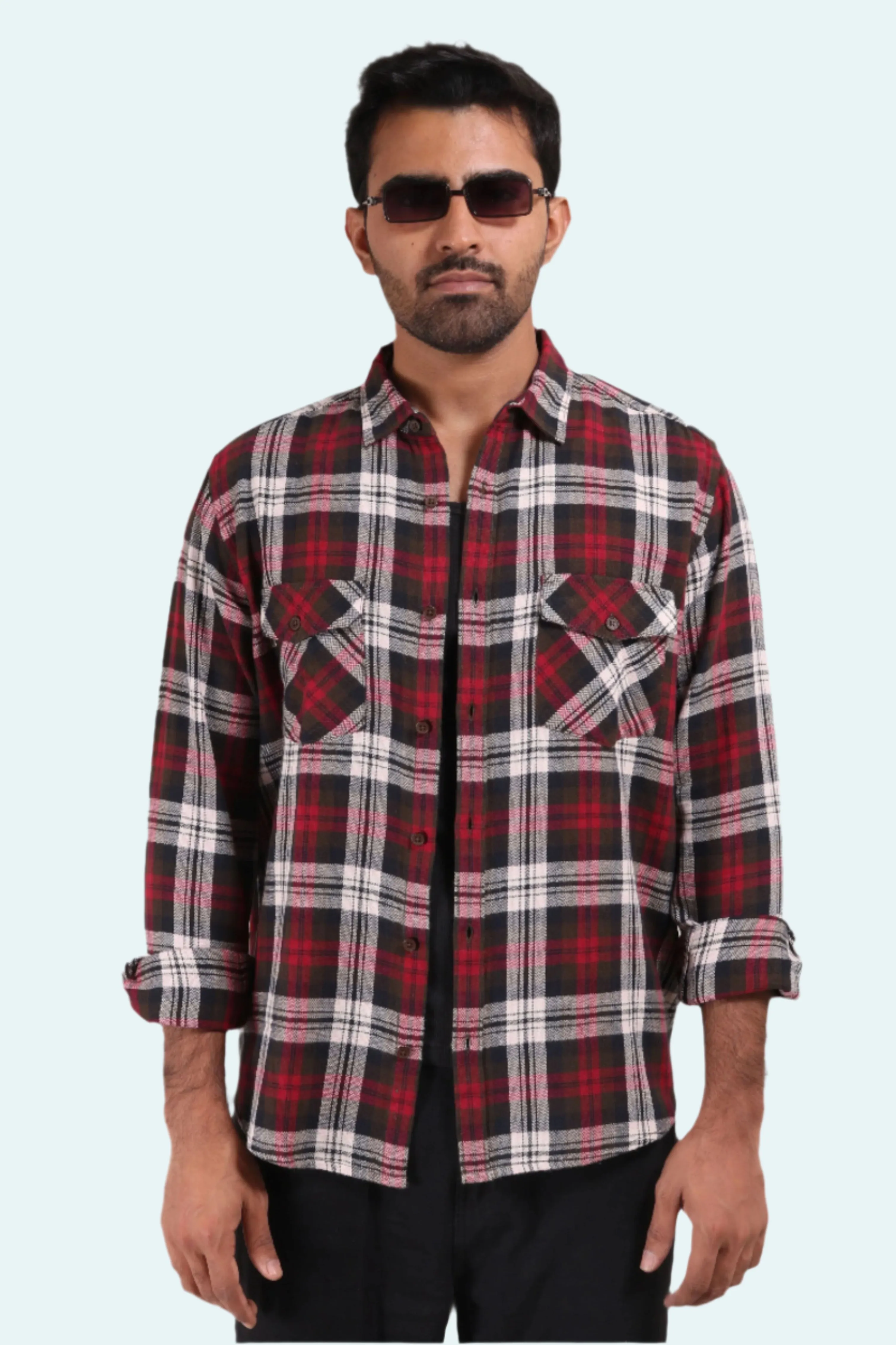 XKIND RED CHECKS REGULAR FIT SHIRT