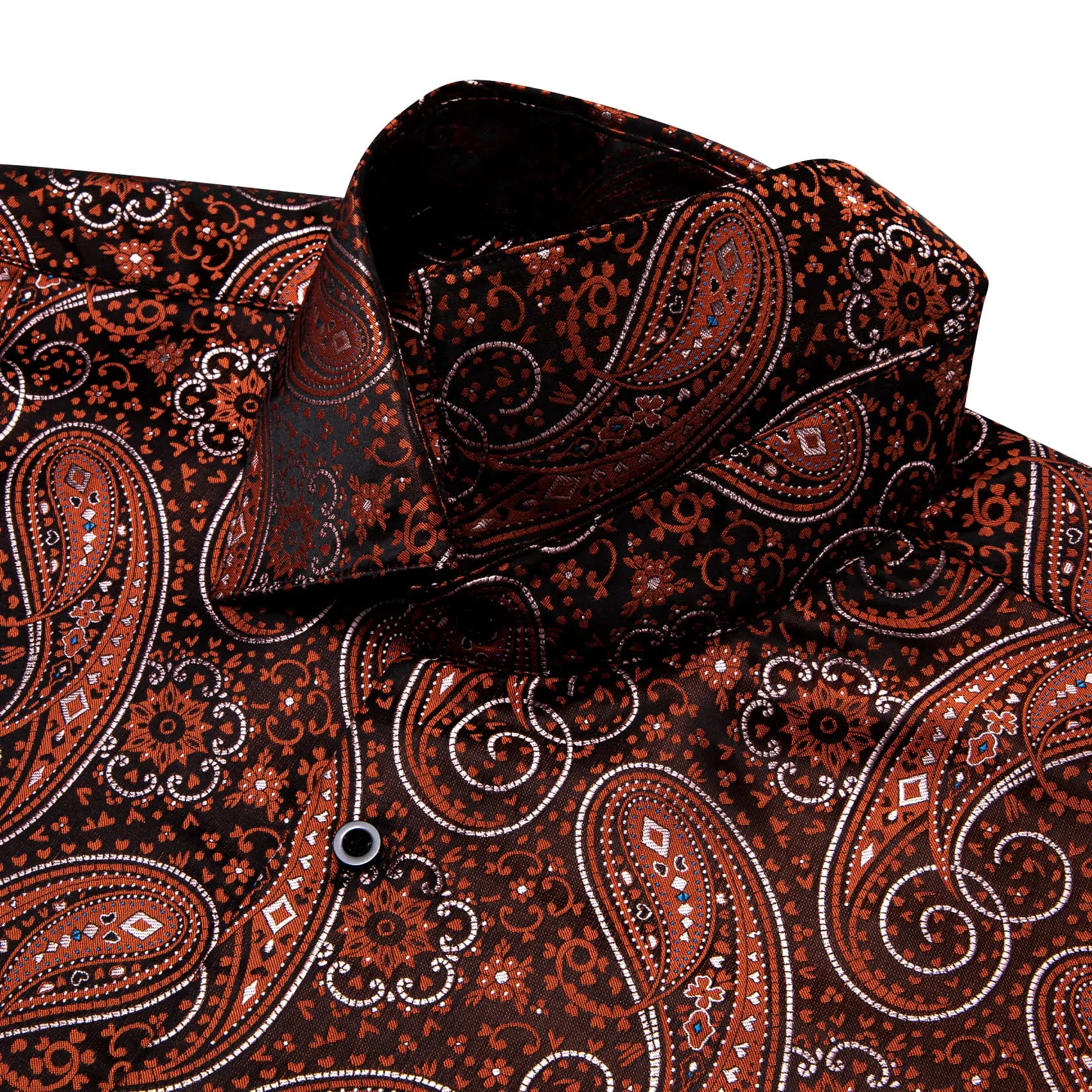 YourTies Dinner Shirts Brown Orange White Jacquard Paisley Dress Shirt