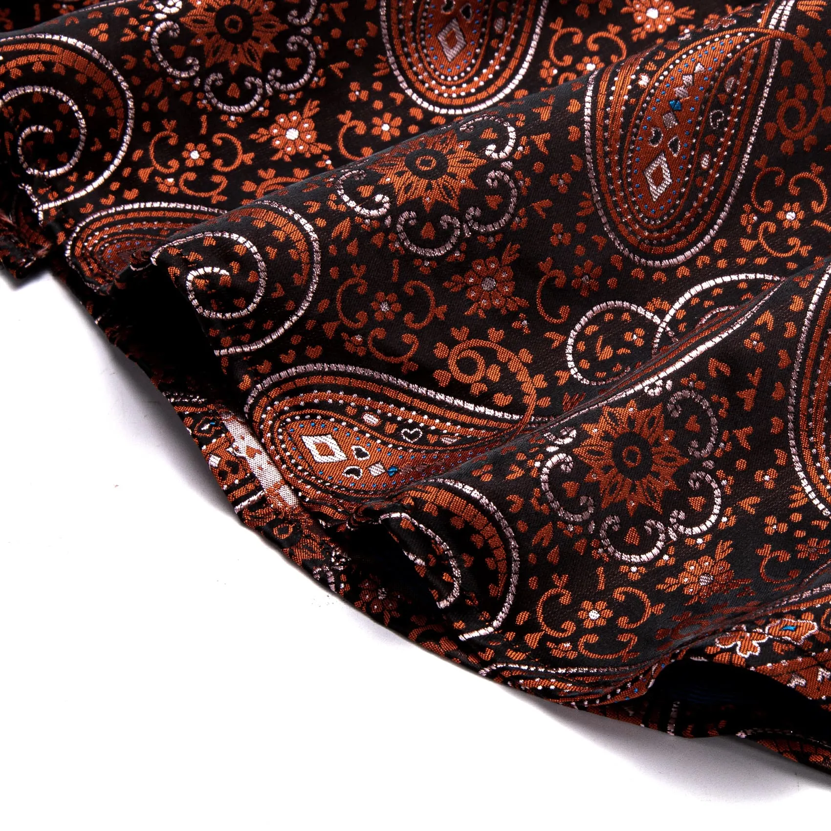 YourTies Dinner Shirts Brown Orange White Jacquard Paisley Dress Shirt