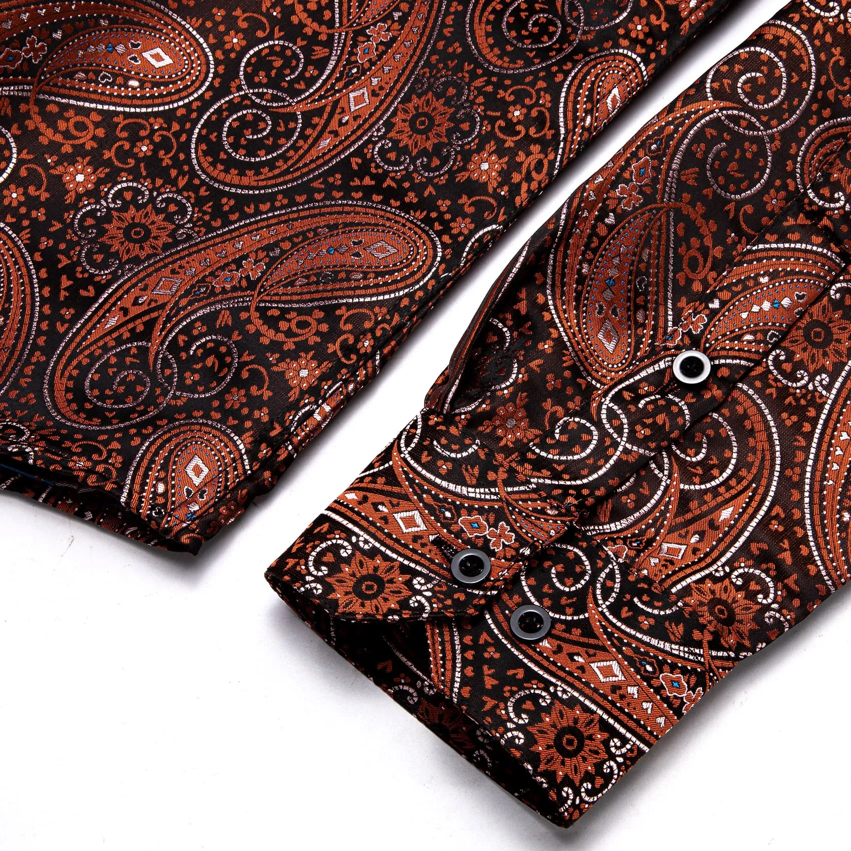 YourTies Dinner Shirts Brown Orange White Jacquard Paisley Dress Shirt