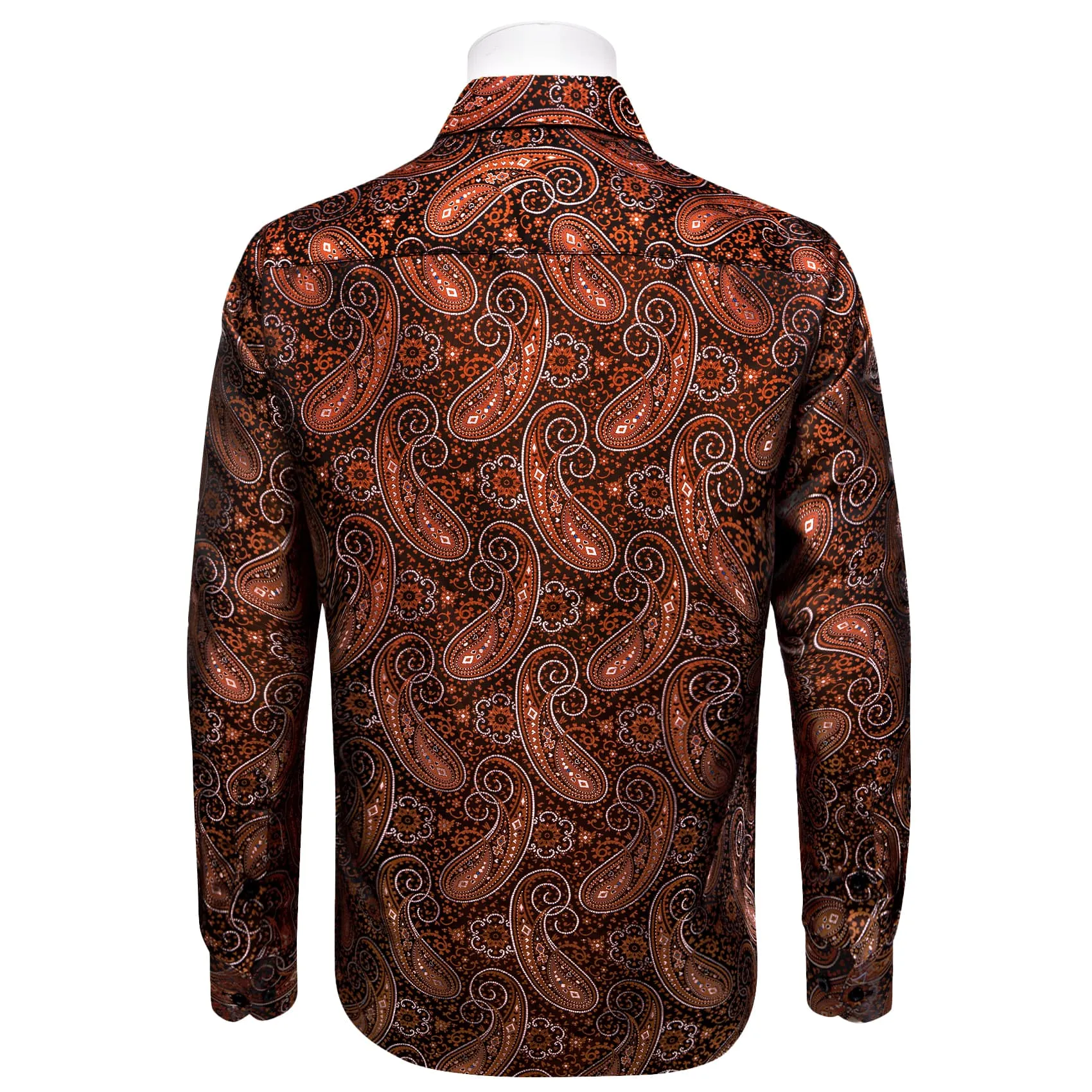 YourTies Dinner Shirts Brown Orange White Jacquard Paisley Dress Shirt