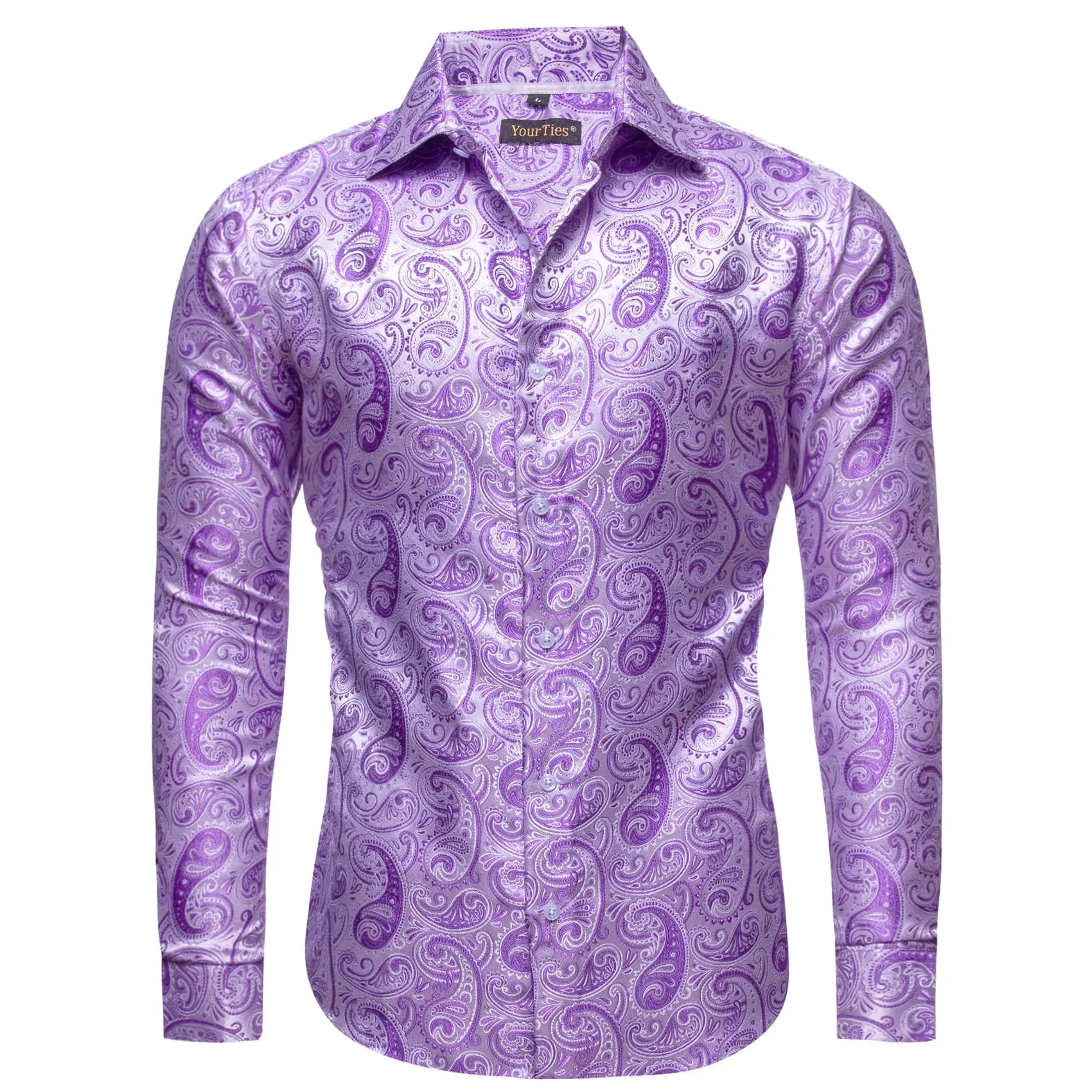 YourTies Lavender Purple Paisley Shirt Men's Long Sleeve Dress Shirt