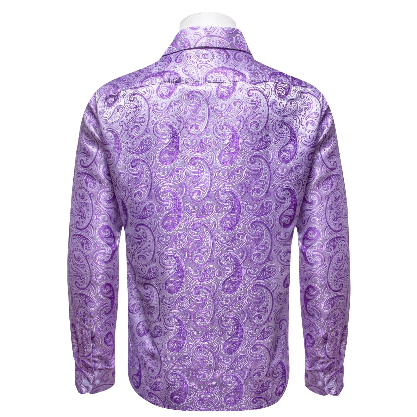 YourTies Lavender Purple Paisley Shirt Men's Long Sleeve Dress Shirt