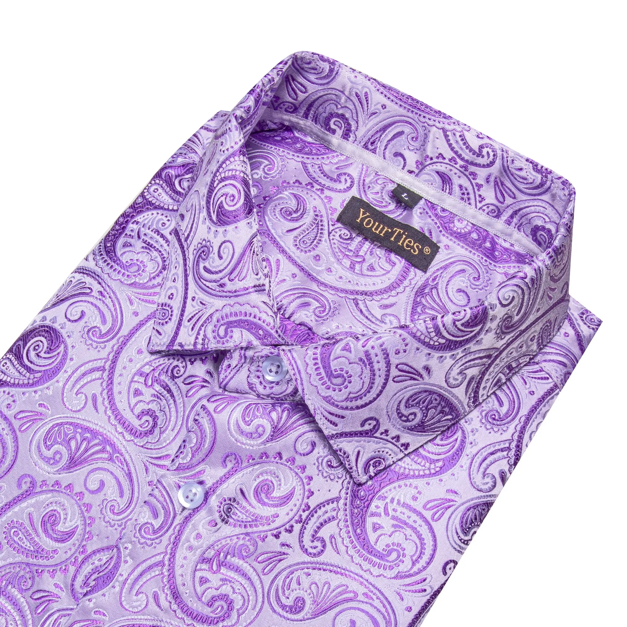 YourTies Lavender Purple Paisley Shirt Men's Long Sleeve Dress Shirt