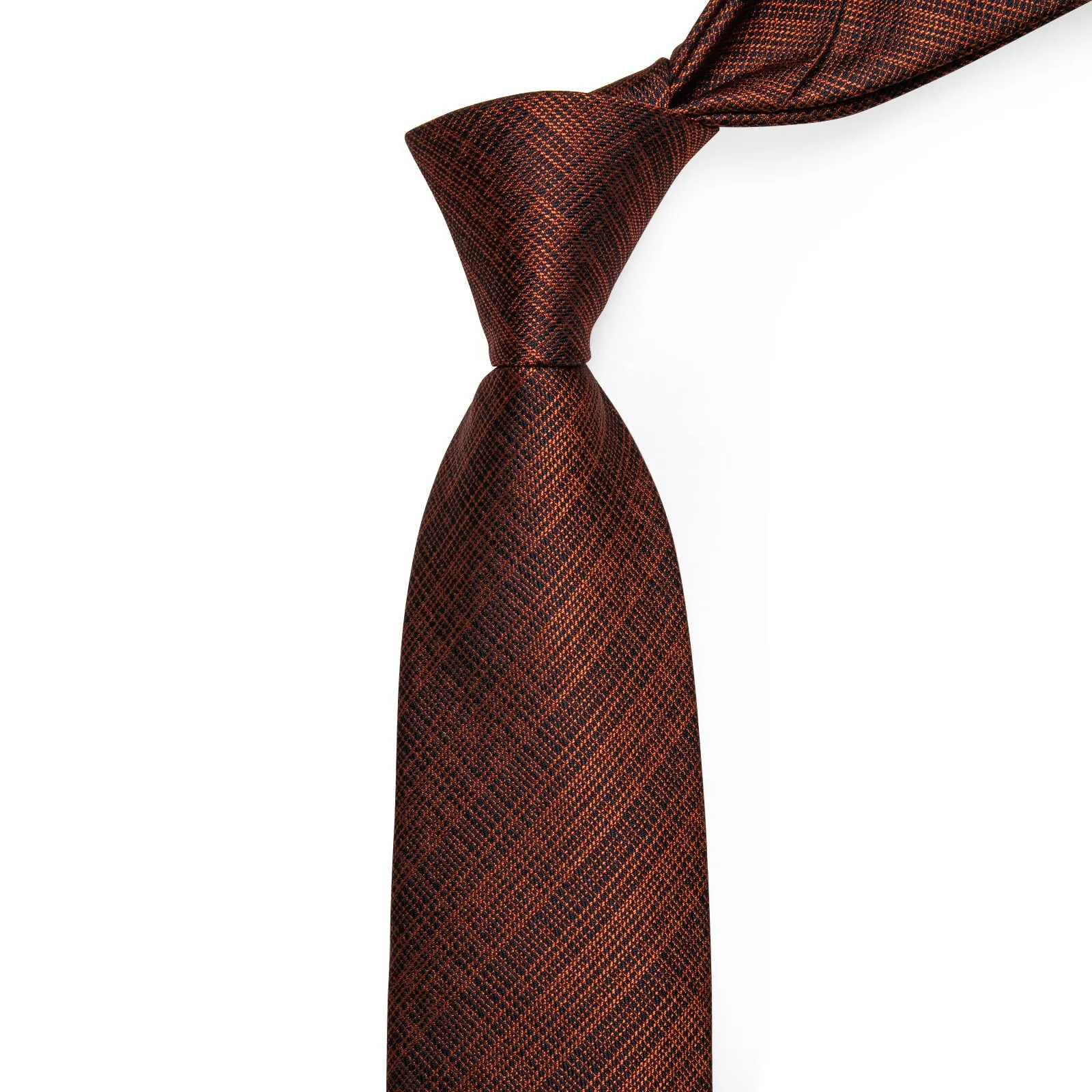 YourTies White Solid Long Sleeve Shirt with Brown Black Striped Silk Tie for Men