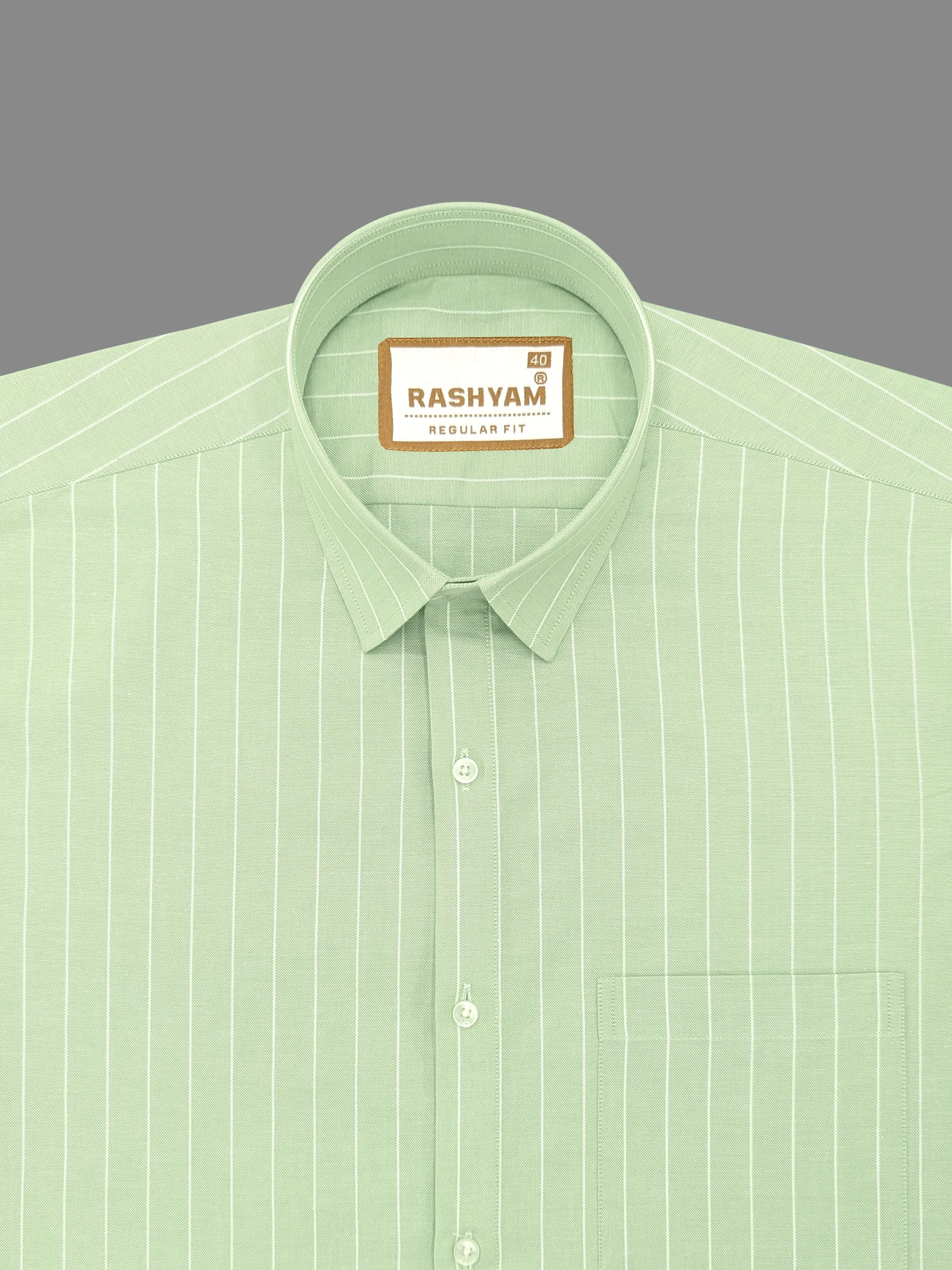 Zodiac White Stripe On Finch Green Luxury Oxford Cotton Formal Shirt For Men