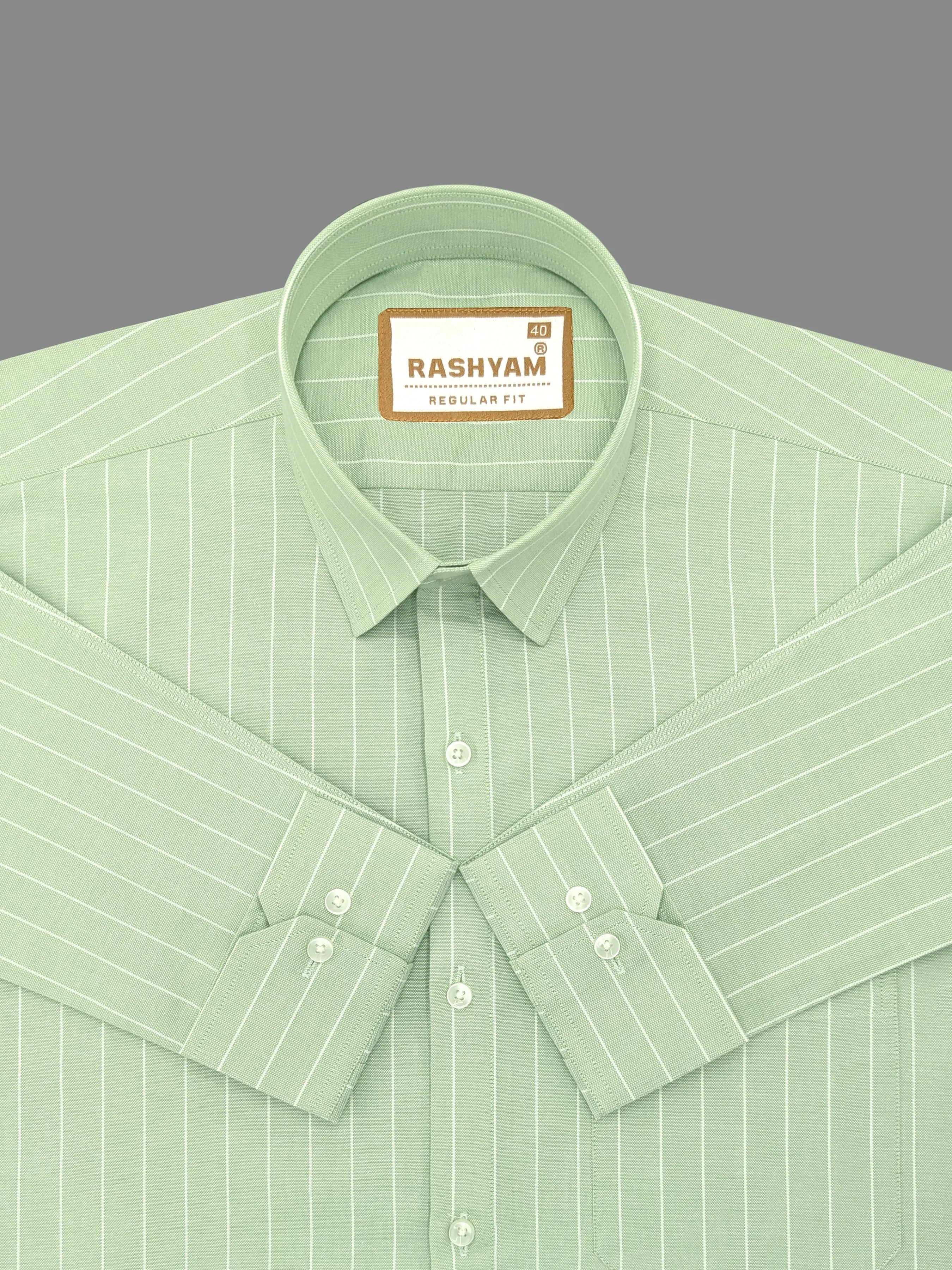 Zodiac White Stripe On Finch Green Luxury Oxford Cotton Formal Shirt For Men